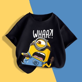 Áo thun ngắn tay cho bé trai, in hình hoạt hình Minion một mặt, chất liệu mềm mại và thân thiện với da