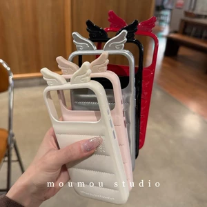 Dành Cho Iphone 17 Pro Max Mùa Đông Xuống Áo Khoác Ốp Lưng Cứng Chống Sốc Thiên Thần 3D Hàn Quốc Iphone 14 Pro Max Làm Dày Camera Dành Cho IPhone 17 16 15 14 13 Pro Max