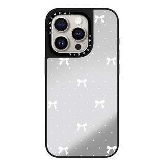 CASENEAL Chấm nơ trắng Gương Vỏ điện thoại trong suốt Thích hợp cho iPhone 17ProMax 17pro 17 air 16promax 16 15promax 15 14promax 13 13promax Ốp lưng cứng chống rơi thời trang
