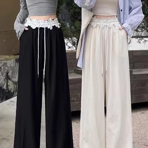 2025 Màu Đen Thường Ngày 2025 Nữ Cao Cấp Drape Quần Ống Rộng Ôm Hơn Nhìn Rộng Quần 5.12