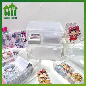 SWEET INS Hộp Bảo Quản Nhựa Trong Suốt Photocards Giá Đỡ Để Bàn Lưu Trữ Sắp Xếp Phân Loại Hộp Văn Phòng Phẩm n