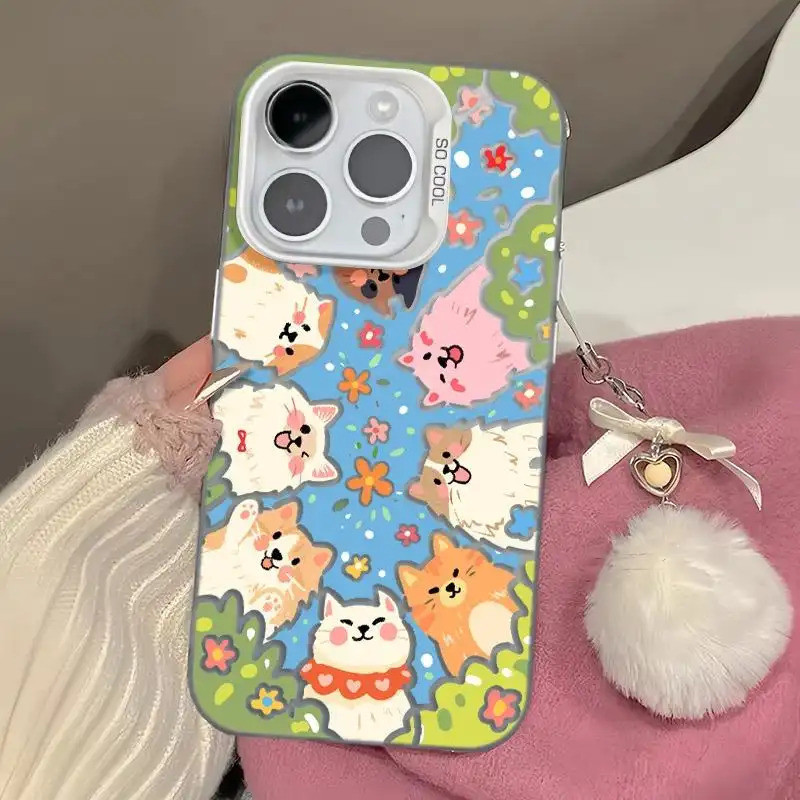 Ốp lưng chống sốc mèo dễ thương, thiết kế hoạt hình độc đáo phong cách nữ tính thích iPhone 17/16/15/14/13/12/11 Pro