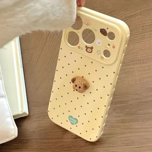Stereo Plush Puppy cho trường hợp iPhone 17promax 15plus Soft Case 14Pro Chống ngã