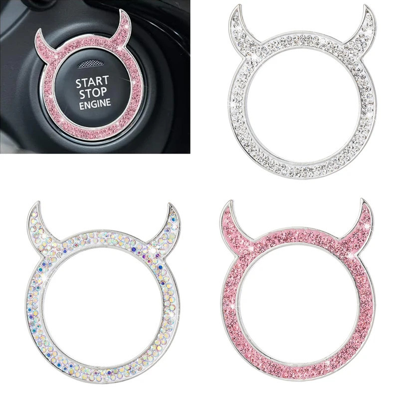 Pha Lê Kim Cương Giả Động Cơ Bắt Đầu Dừng Trang Trí Vòng Bling Đánh Lửa Núm Viền Miếng Dán Sang Trọng Sáng Bóng Inlay Trang Trí Cho Nội Thất Xe Lái Xe Hàng Ngày