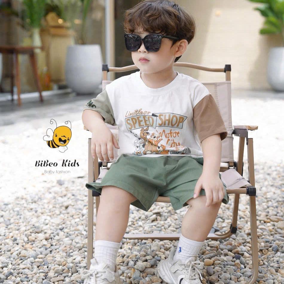 [BiBeo Kids]Bộ quần áo CỘC PHỐI TAY SPEED SHOP cho bé trai , Quần áo chất COTTON mềm thoải mái
