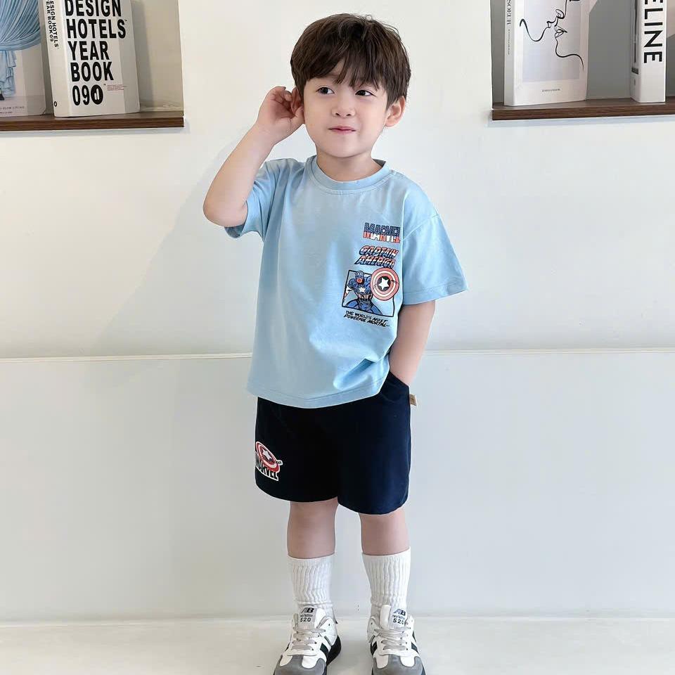 Bộ quần áo cộc tay in hình OTO MCQUEEN cho bé trai,  Bộ quần áo chất COTTON thoải mái cho bé