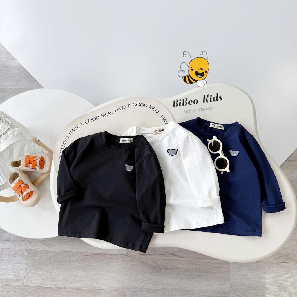 [Bi Kids] Áo THU ĐÔNG DÀI TAY THÊU GẤU  cho bé trai, Chất Cotton Mềm Mại, Phù Hợp Đi Học & Dã Ngoại cho bé