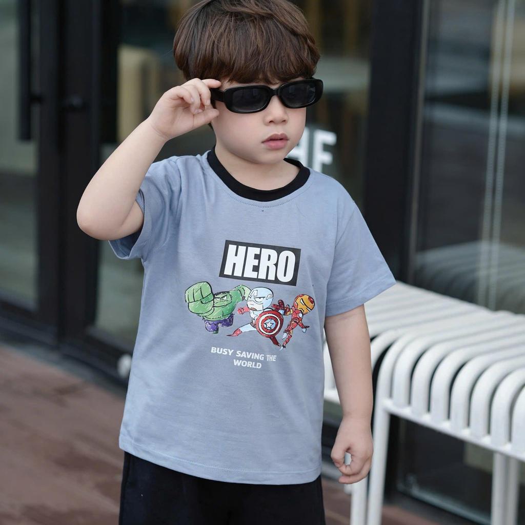 Bộ quần áo ngắn tay IN HÌNH HERO CHO BÉ TRAI, Quần áo chất COTTON mềm thoải mái cho bé