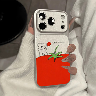 Ốp Điện Thoại Da Chó Con Cà Chua Dễ Thương Cho Redmi K90 Pro Max K80 K70 K70E K60 K60E K50 Ultra K50i K40 K40S Turbo 5 Max 4 Pro 5G 4G Đơn Giản "Let 's Go" Sweet Dog Cover Girls