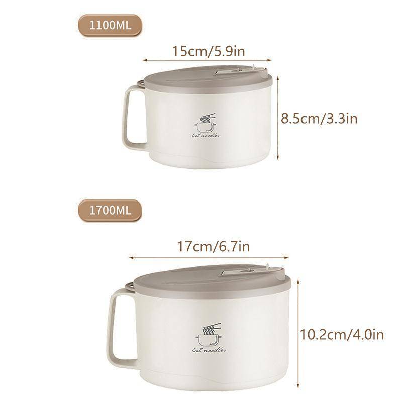 PNPIA- Bát mì bằng thép không gỉ 1200ml cách nhiệt có nắp đậy an toàn Hộp đựng thức ăn trưa để sử dụng du lịch và dã ngoại