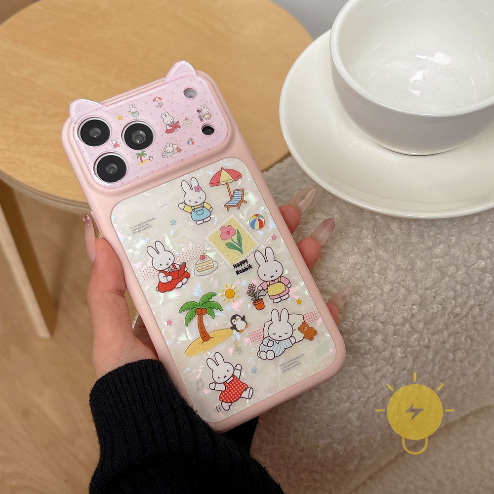 Phone Case For iPhone 17 Pro Max 16 15 TPU Cat Ear Aesthetic Korean Cute