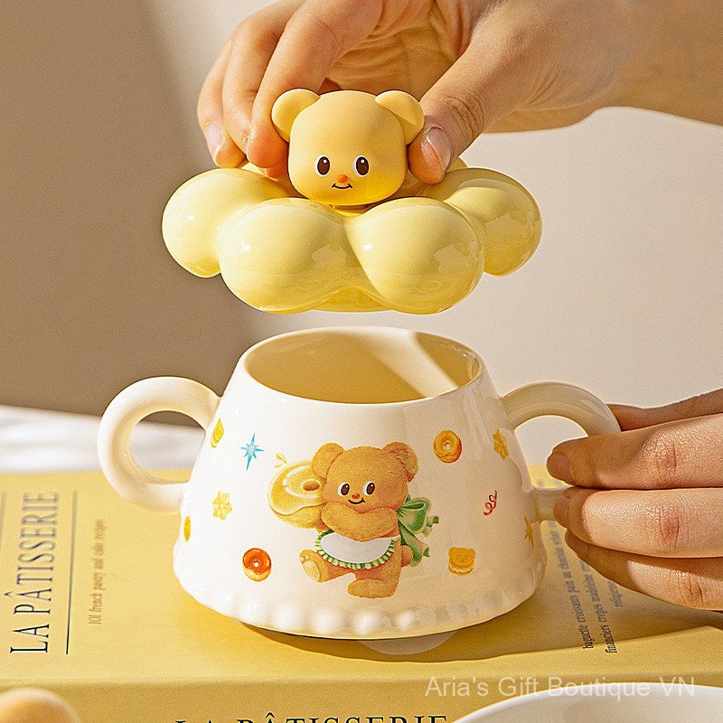 [Aria] [Bà nội trợ hiện đại & Gấu bơ] Bộ đồ ăn bát màu Underglaze Hộp quà tặng