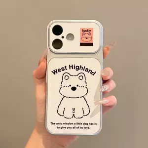 Lucky Puppy Thích hợp cho Apple 17Promax Vỏ điện thoại iphone16 Họa tiết vải cửa sổ lớn151426.5.15
