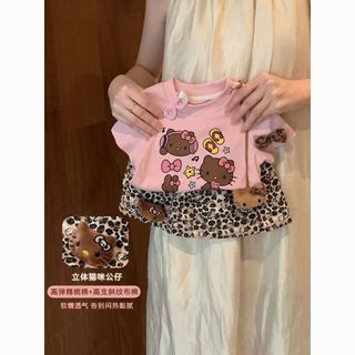 Áo thun ngắn tay bé gái Cotton 2026 Áo thun in hình mèo dễ thương cho bé gái