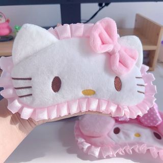 Dễ Thương Hello Kitty Hello Kitty Có Thể Điều Chỉnh Giai Điệu Màu Hồng Che Mặt nạ Mắt Hoạt Hình Ngủ Bảo Vệ Mắt Ren