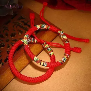 AqToCna Phật Giáo Tây Tạng Luy Vòng Tay Unisex Bện Có Thể Điều Chỉnh King Kong Nút Dây Đỏ Vòng Tay Dành Cho Nam Nữ Cặp Đôi Pulsera AqToCna