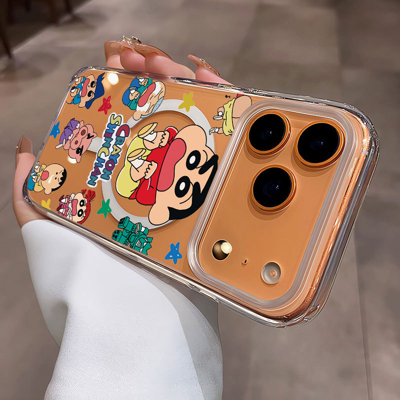 Ốp lưng iPhone họa tiết Crayon Shin-Chan hỗ trợ sạc không dây từ tính - iP 11/12/13/14/15/16/17/Plus/Air/Pro/Max