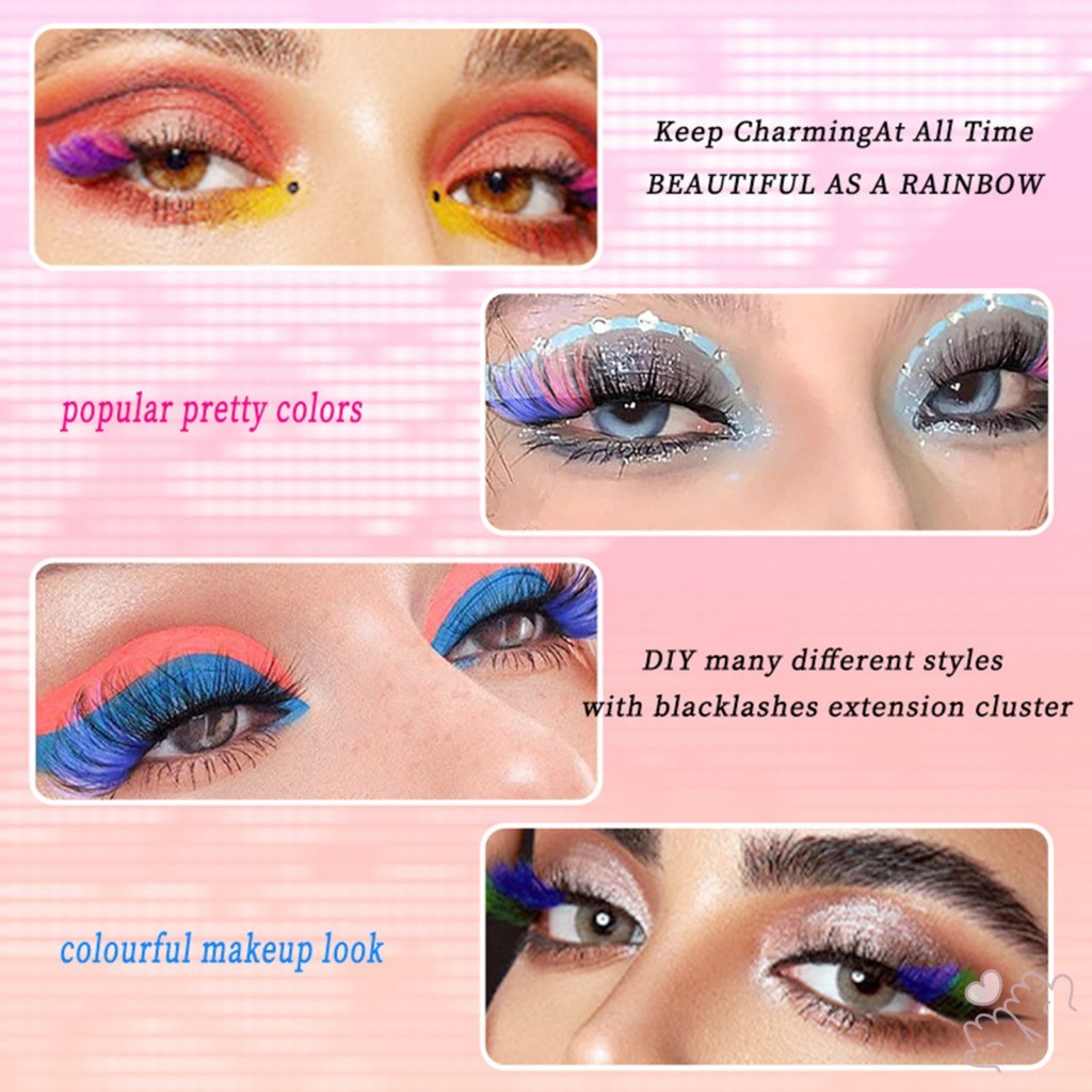Phần mở rộng mi màu DIY 12 cụm Bộ mở rộng mi nhìn tự nhiên dành cho phụ nữ và bé gái Đồ dùng mỹ phẩm
