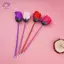 HFTOY 10 chiếc bút bi hoa hồng sáng tạo, bút viết dễ thương, quà tặng văn phòng phẩm vải nhựa hình hoa