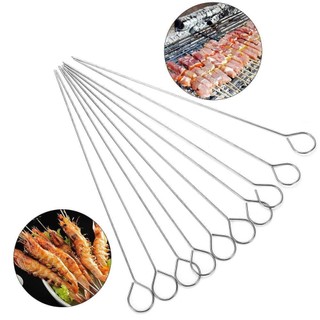 [COD] Que Xiên Nướng Inox 304 Chống Gỉ 20cm/30cm - Bộ 5/10 Cái, Dùng Cho BBQ, Bếp Than, Lò Nướng