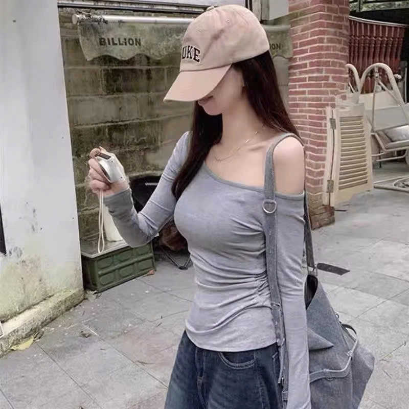 Áo Lệch Vai Kiểu Dài Tay ôm body siêu Quyến Rũ vải thun zip mịn cho nữ M658