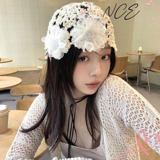 Mũ dệt kim Skullies ren thoáng khí, phong cách hoa, phù hợp mùa hè