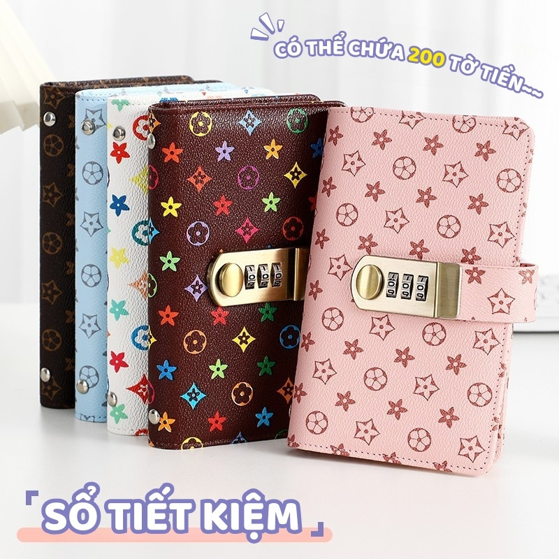 Sổ Tiết Kiệm Đựng Tiền Khóa Số – 100 Trang Bền Đẹp, Bìa PU Sang Trọng, Mẫu Mã Đa Dạng Dùng Ghi Chi Tiêu Cá Nhân