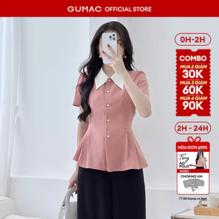 Áo nữ GUMAC form peplum phối lá cổ tùng xếp li tạo điểm nhấn  LAF1006