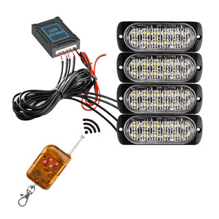 4x12 LED Từ Xa Cảnh Sát Khẩn Cấp Đèn Cảnh Báo Xe Lưới Tản Nhiệt Nhấp Nháy Đèn Tín Hiệu Chạy Ban Ngày Phụ Kiện 12V 24V