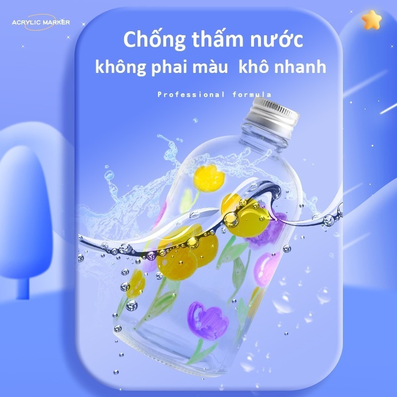 Set Bút Acrylic Marker Phi Hành Gia 60 Màu – Bút Lông Màu Cao Cấp, Màu Sắc Tươi Sáng, Bám Tốt Trên Nhiều Bề Mặt