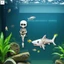 Halloween Skeleton Cá Mập-Bạo Trang Trí Kết Cấu Xương Chi Tiết Phóng Đại Cá Mập Lớn Cho Halloween Tường Bể Cá Trang Trí