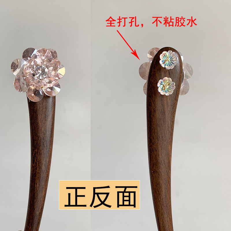 WHX [Fantasy Ice Flower] Phantom Crystal Handmade Kẹp Tóc Thời Trang Đẹp Cao Cấp Gỗ Đàn Hương Kẹp Tóc Phụ Kiện Tóc Trung Quốc Quà Tặng