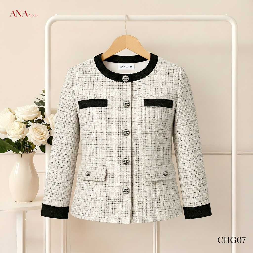 Áo Khoác Sang Trọng Trung Niên ANA Mode Chất Liệu Dệt Cao Cấp Thanh Lịch Quà Tặng Mẹ AH25CHG07