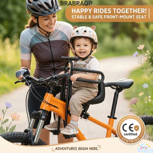 Ghế ngồi xe đạp trẻ em BRBRAA, Tay vịn phía trước Ghế trẻ em phía trước cho MTB, Bàn đạp đa năng Lắp đặt dễ dàng Đệm ‌Ghế an toàn trẻ em Đi xe đạp