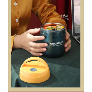 Hộp Ủ Cháo Giữ Nhiệt Inox 500ml Có Quai Xách Mini, Cốc Ủ Cháo Cơm Văn Phòng Tiện Lợi