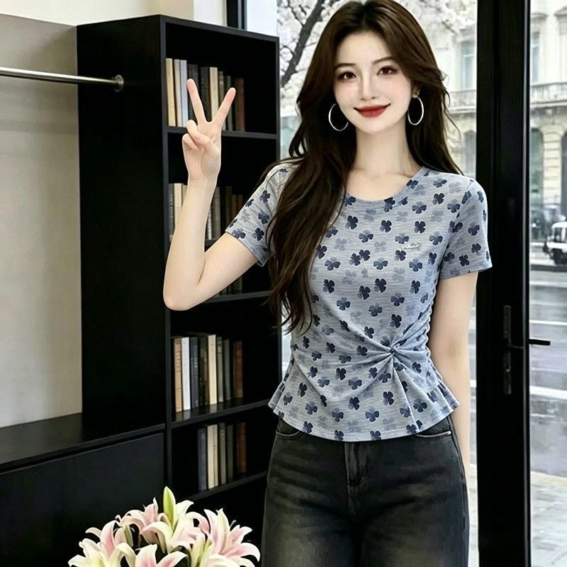 Áo thun ngắn tay dành cho nữ mùa hè thời trang mới áo thun giảm béo thông thường dành cho nữ