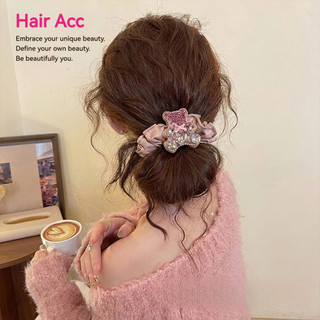 Hoạt Hình Dễ Thương Màu Hồng Kim Cương Giả Nhỏ Scrunchy Tóc Tinh Tế Đính Kim Cương Đàn Hồi Cao Dây Tóc Tất Cả Trận Đấu Đuôi Ngựa Dây Buộc Tóc