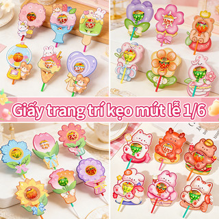 Giấy bọc kẹo mút thẻ cài hoạt hình dễ thương quà tặng 1/6 sinh nhật cho học sinh nhiều mẫu xinh đẹp