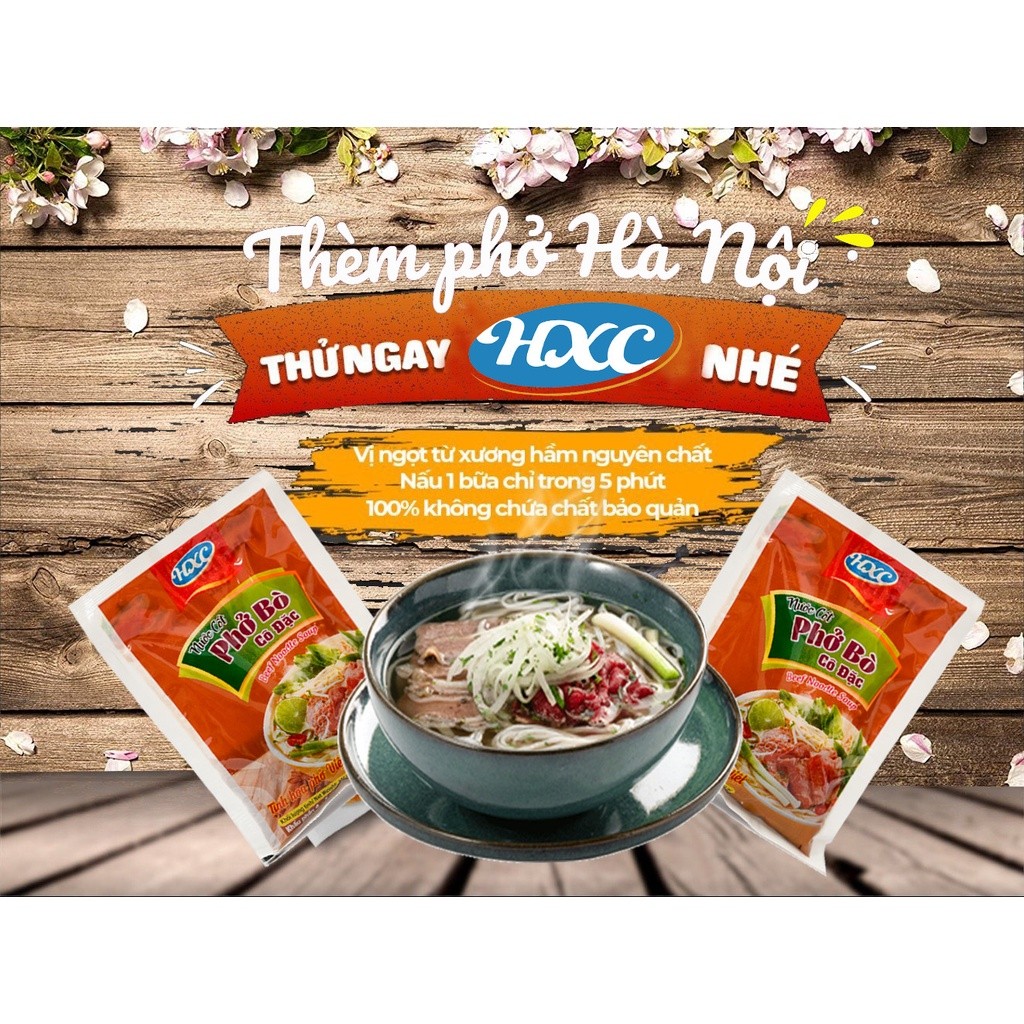 Gói Cốt Phở Bò Cô Đặc HXC 100g tươi ngon, chuẩn vị, an toàn, không cần nêm nếm.