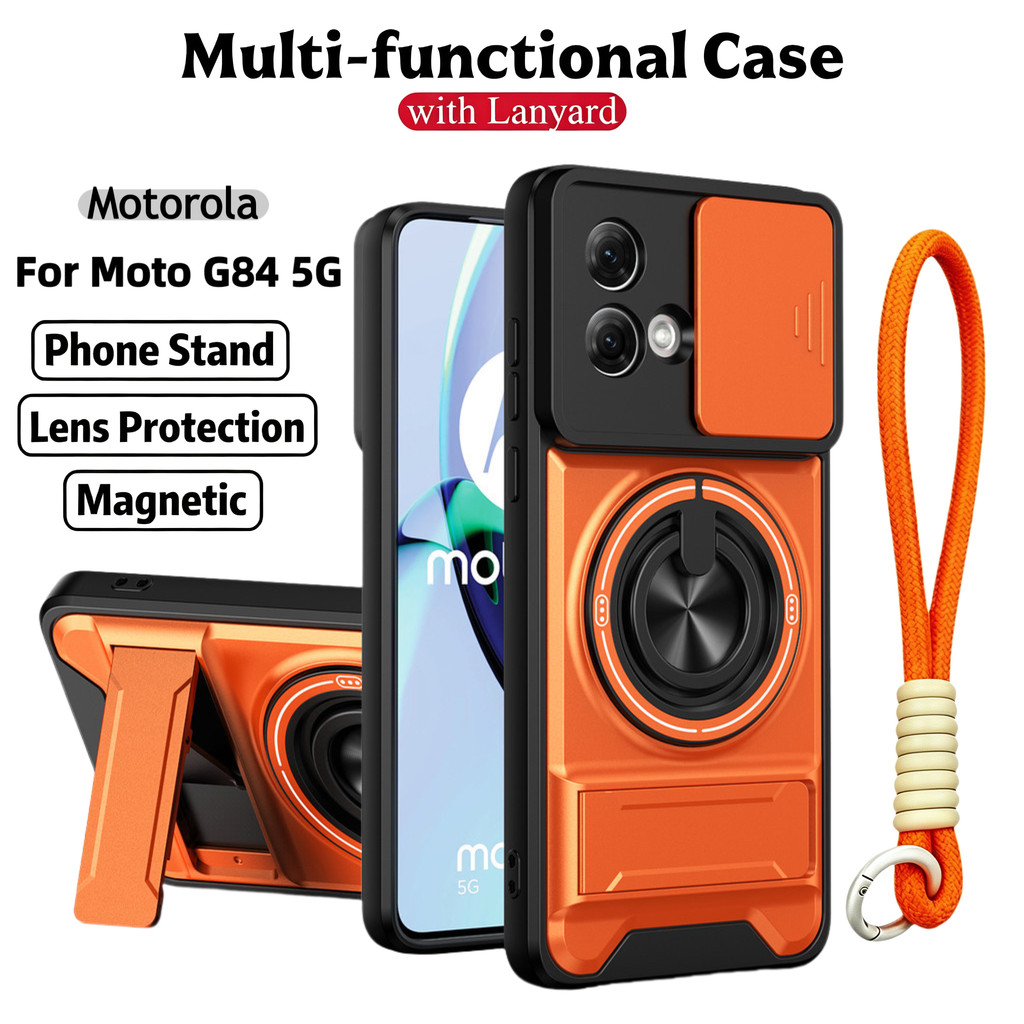 Ốp Điện Thoại Đa Năng Sang Trọng Thích Hợp Cho Motorola G84 G54 G53 G13 G23 4G 5G Dây 360°Giá đỡ vòng có vỏ máy ảnh Vỏ bảo vệ toàn diện chống sốc
