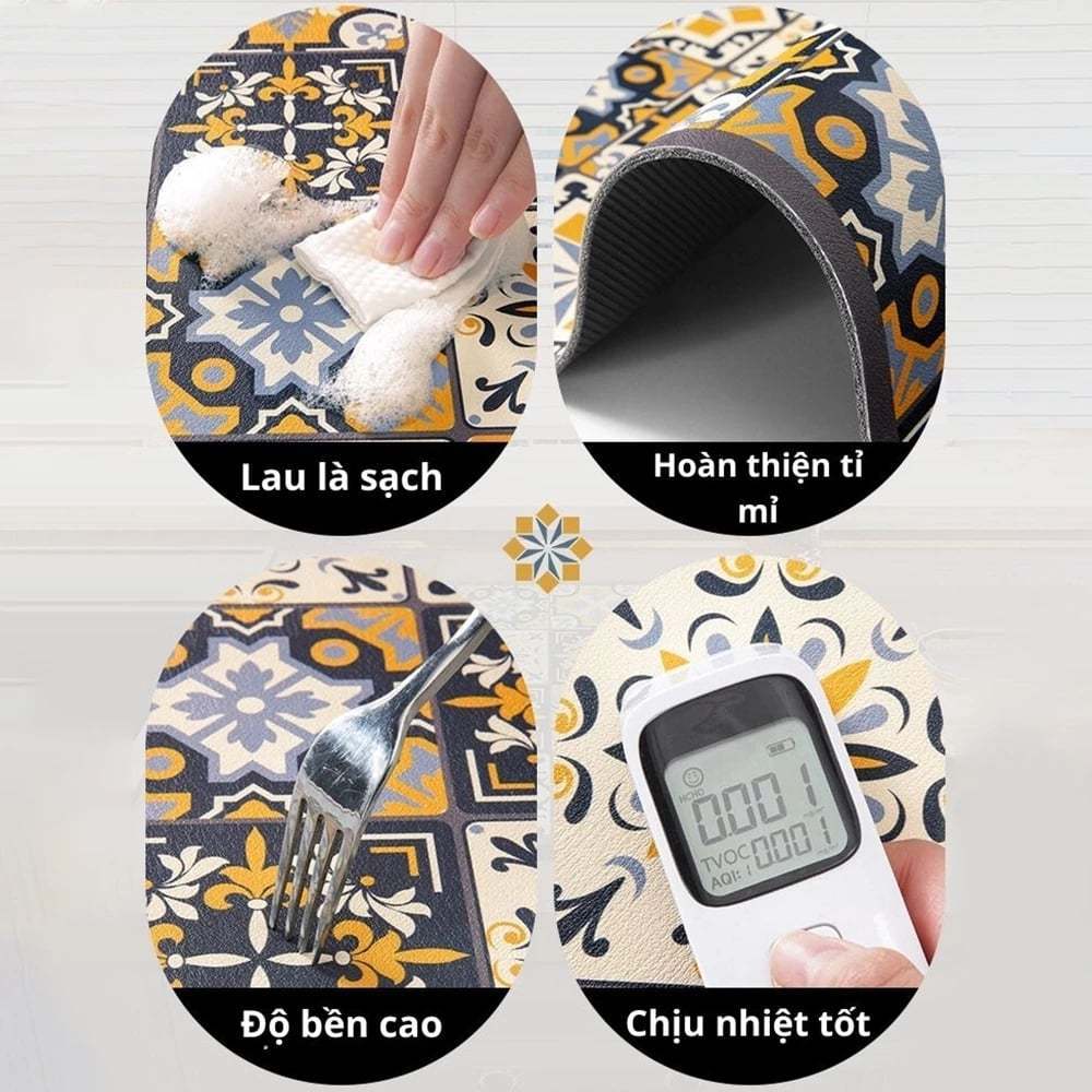 Thảm Thấm Hút Nước Nhanh Khô, Chất Liệu Da Nappa Đế Cao Su Chống Trượt, Thảm Lót Ly Thấm Nước Cho Nhà Bếp TitiHome