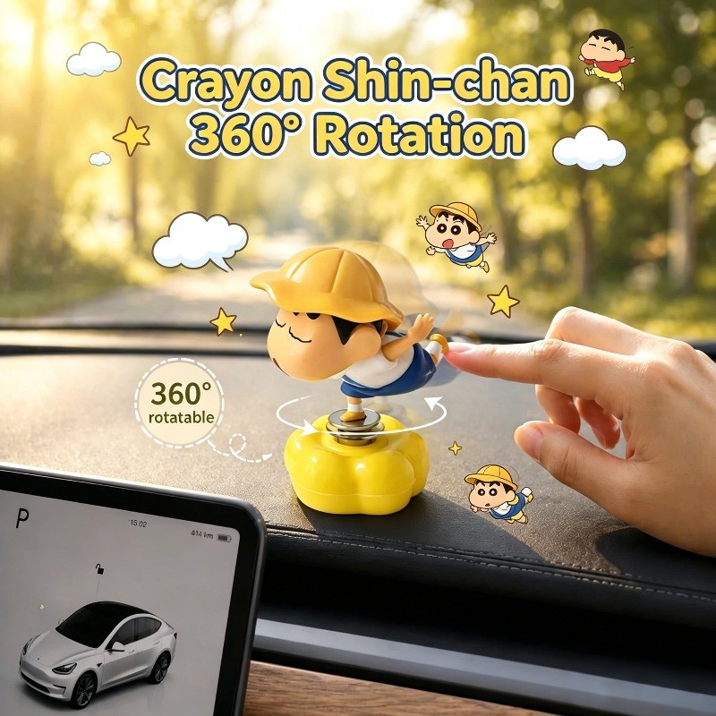 Vui Nhộn 360° Xoay Crayon Shin-Chan Nhân Vật Hành Động Trang Trí Nội Thất Ô Tô Đồ Chơi Phụ Kiện Ô Tô Mô Hình Búp Bê Trẻ Em Trang Trí Bàn Làm Việc