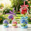 1 Bộ khối xây dựng hoa DIY mới Bộ ủng hộ bữa tiệc dễ thương với mái vòm trong suốt