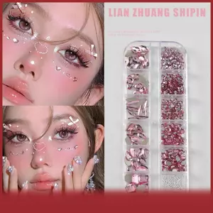 Tinh thể cá tuyết tự dính mặt & cơ thể đá quý dán Rhinestone lễ hội trang điểm hình xăm