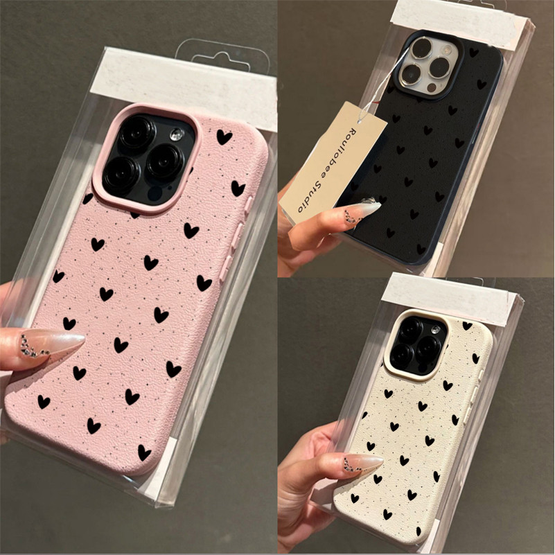 Ốp Lưng Cho OPPO A3 A5 A6 PRO A2 A3X A5X A40 A94 A74 RENO 11F 12F 14 PRO 7 10 6 5 Lite 5F Da PU Trái Tim Tình Yêu Mềm Mờ Cover