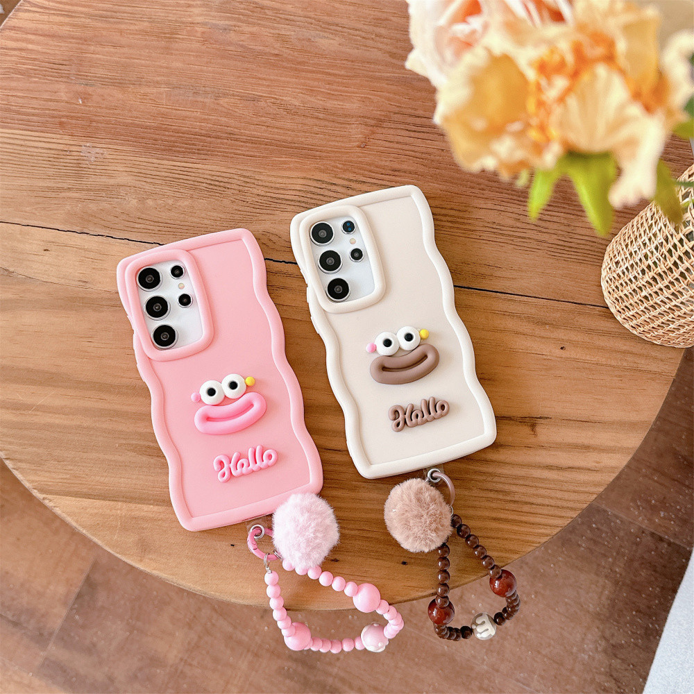 Vòng Tay Dễ Thương Màu Macaron Mềm Mại Ốp Lưng Điện Thoại Samsung Galaxy S25 S24 S23 S22 S21 S20 FE ULTRA PLUS A55 A54 A53 A52 A36 4G 5G Chống Sốc
