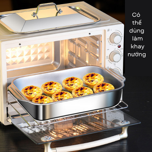 Khay Hấp Inox Đa Năng Kèm Nắp, Dụng Cụ Hấp, Nướng, Lẩu Tiện Lợi