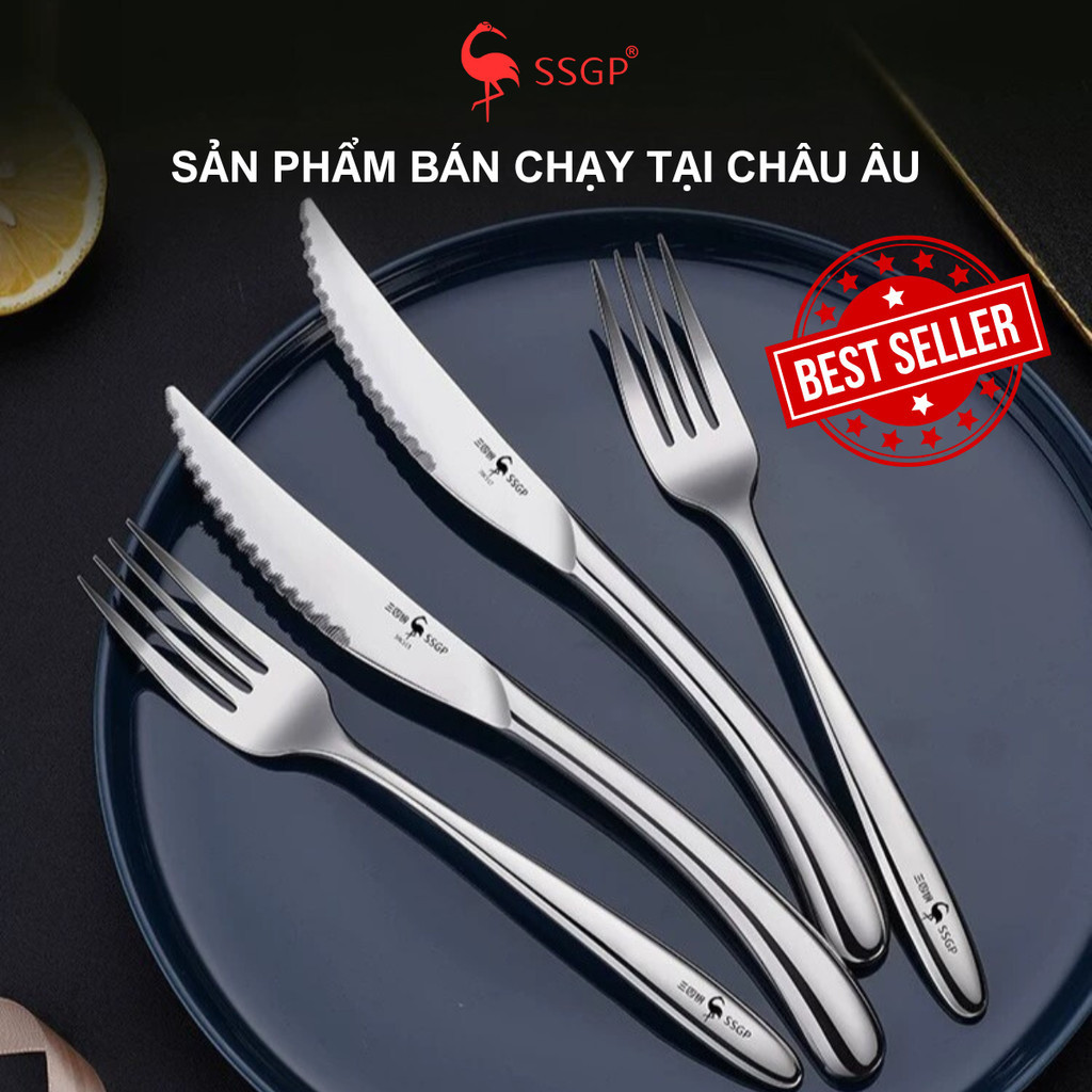 Nĩa inox cao cấp SSGP, nĩa inox 316 nĩa beefsteak Lucky, thìa ăn, muỗng ăn, muỗng inox, nĩa ăn inox