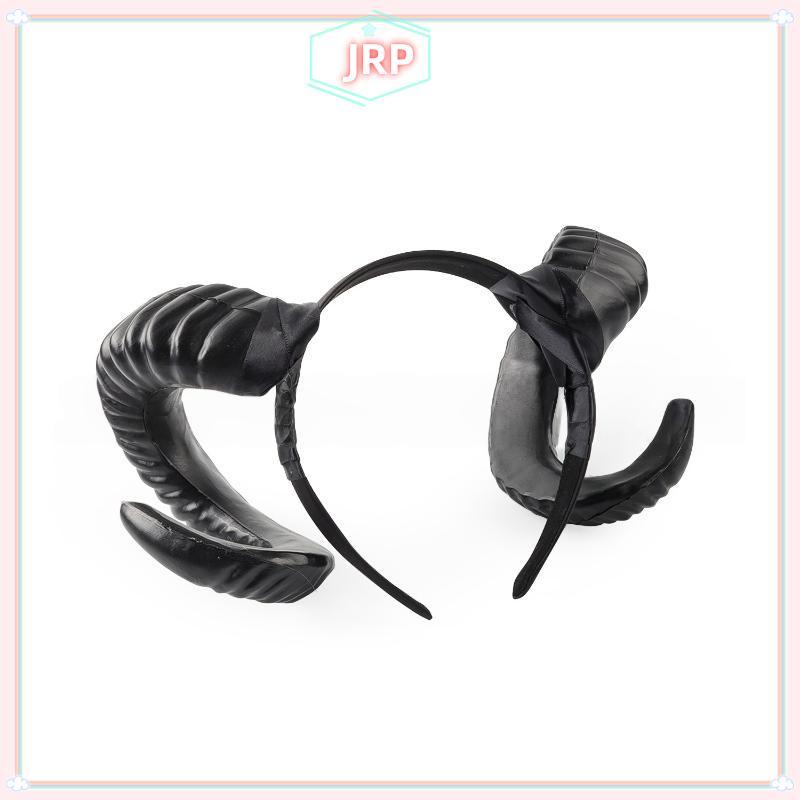 JRP Quỷ Cừu Sừng Mũ Đội Đầu Chơi Cô Gái Bé Trai Gothic Bò Sừng Antelope Băng Đô Quấn Tóc Halloween Trang Phục Trang Trí Mũ JRP
