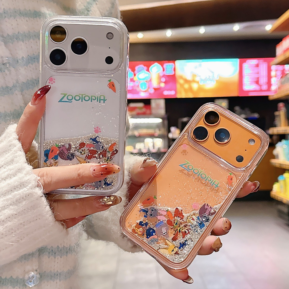 Phim Động Vật Trượt Cát Trôi Acrylic Ốp Lưng Điện Thoại iPhone 17 Pro Max 16 15 14 13 12 Vỏ Bảo Vệ Chống Sốc